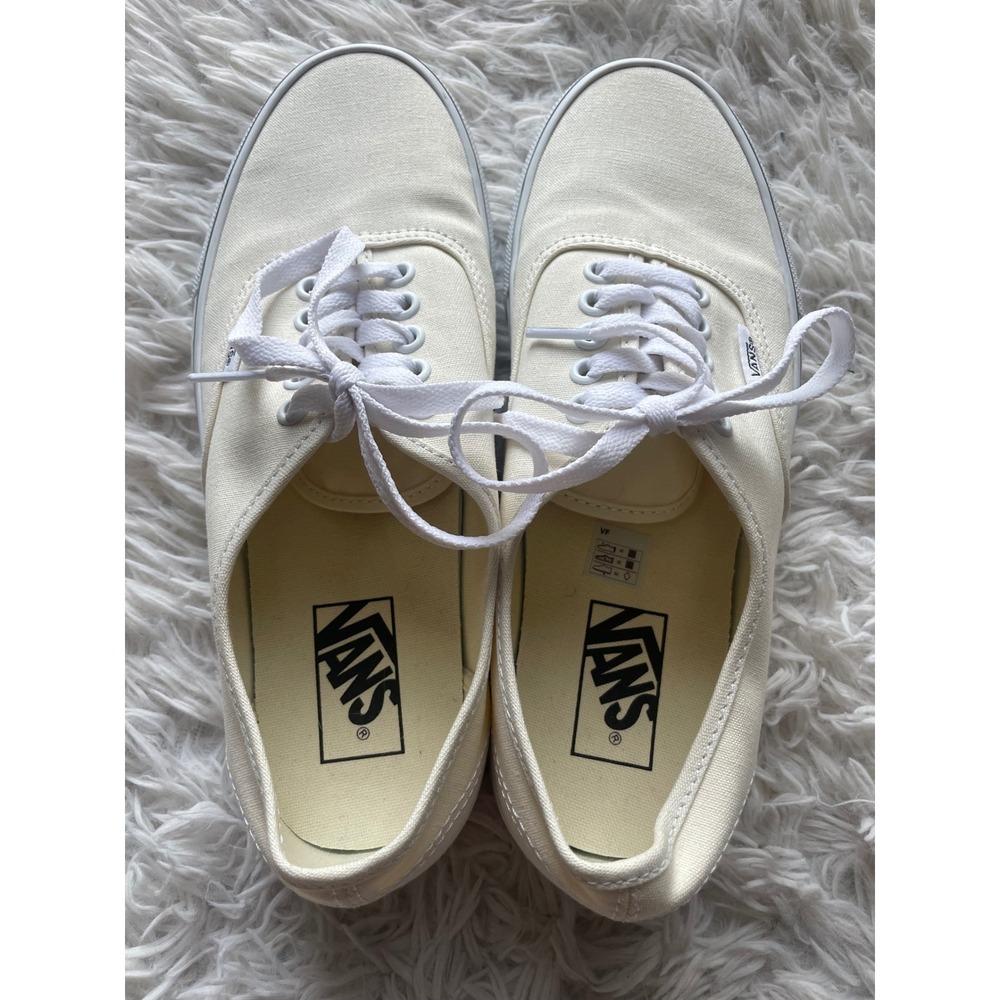 Vans Authentic Marshmallow White Rainbow Tape Sidewall Print Canvas Sneakers - Picture 7 of 9